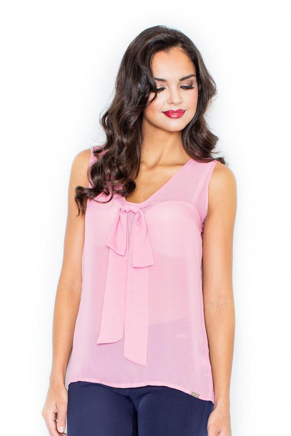 Figl Pink Round Neck Sleeveless Blouse - view 2
