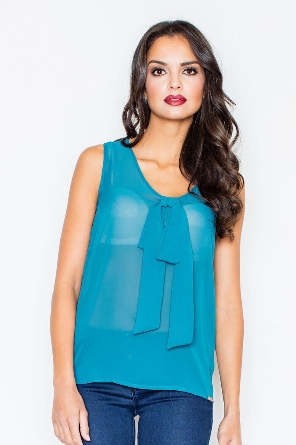 Figl Teal Sleeveless Blouse