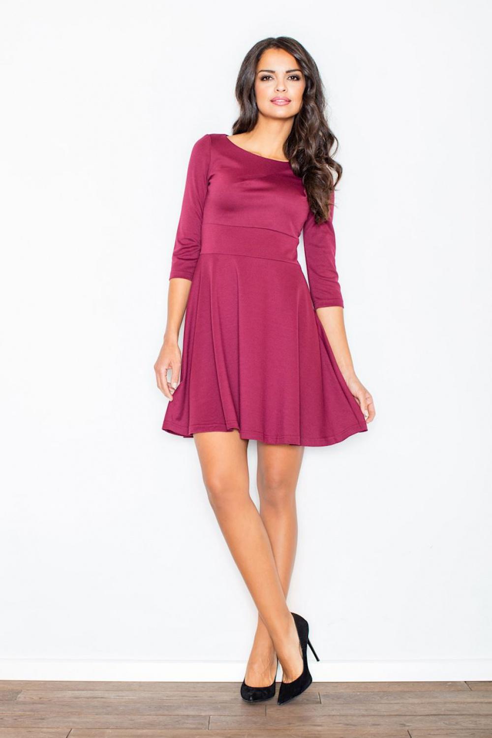 Figl Burgundy Flared Cocktail Dress