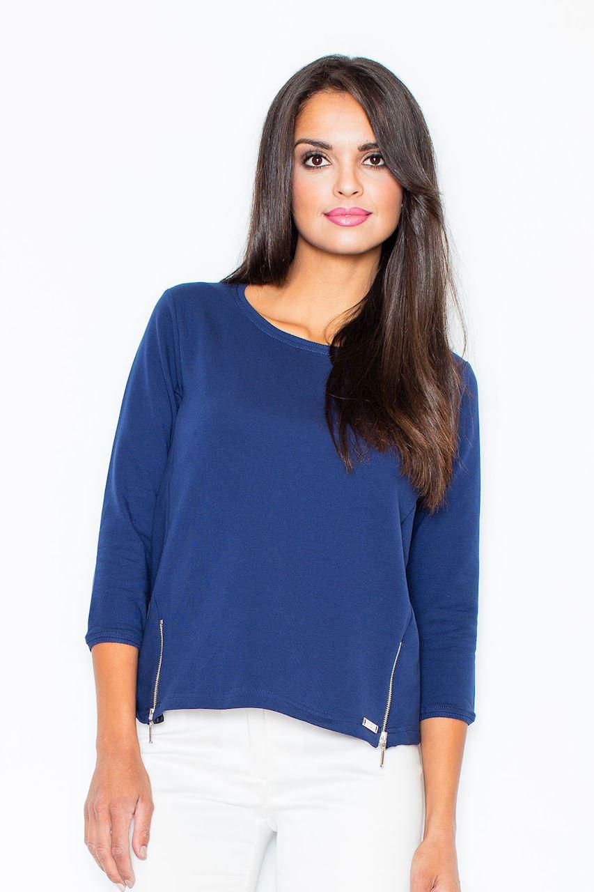 Figl Navy Long Sleeve Cotton Sweatshirt