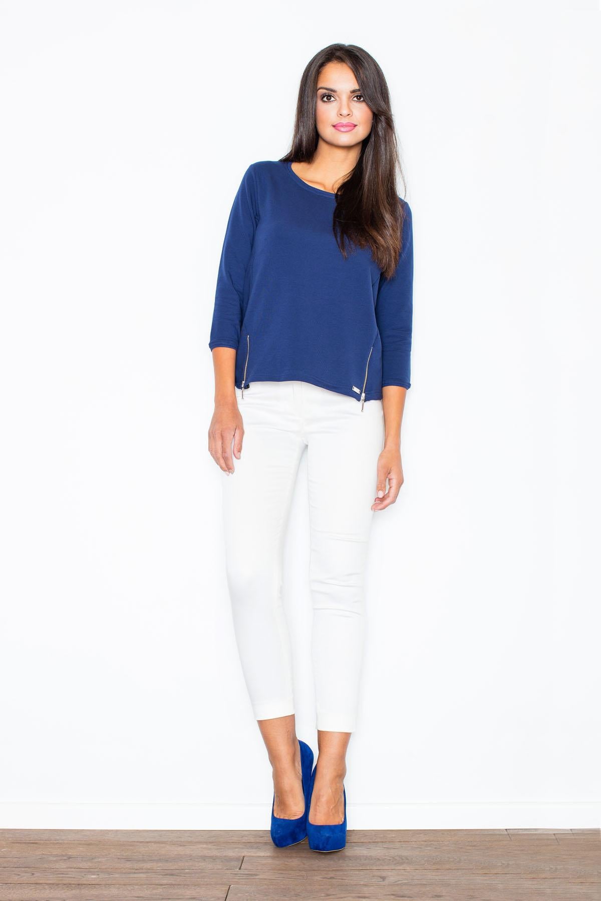 Figl Navy Long Sleeve Cotton Sweatshirt - view 2