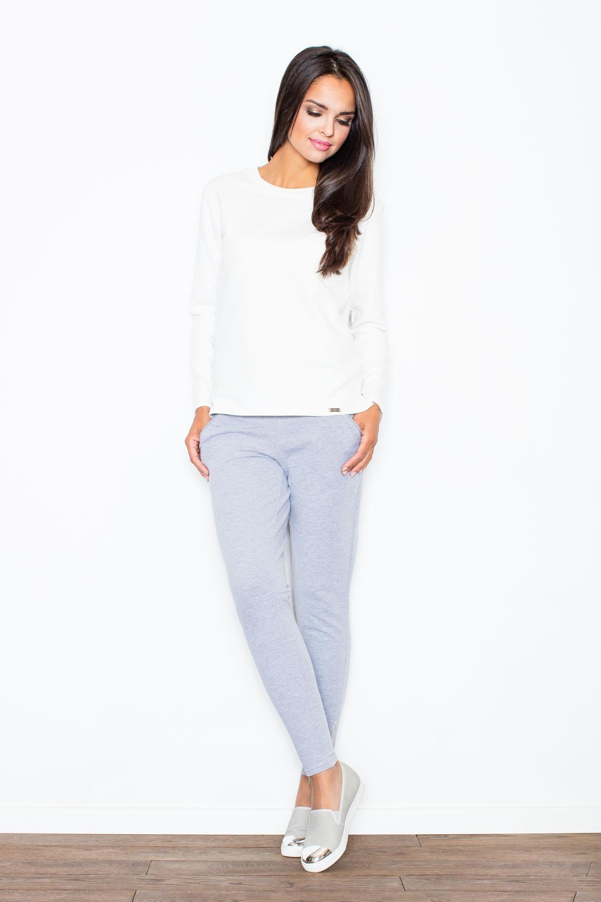 Figl Grey Cotton Trousers with Pockets