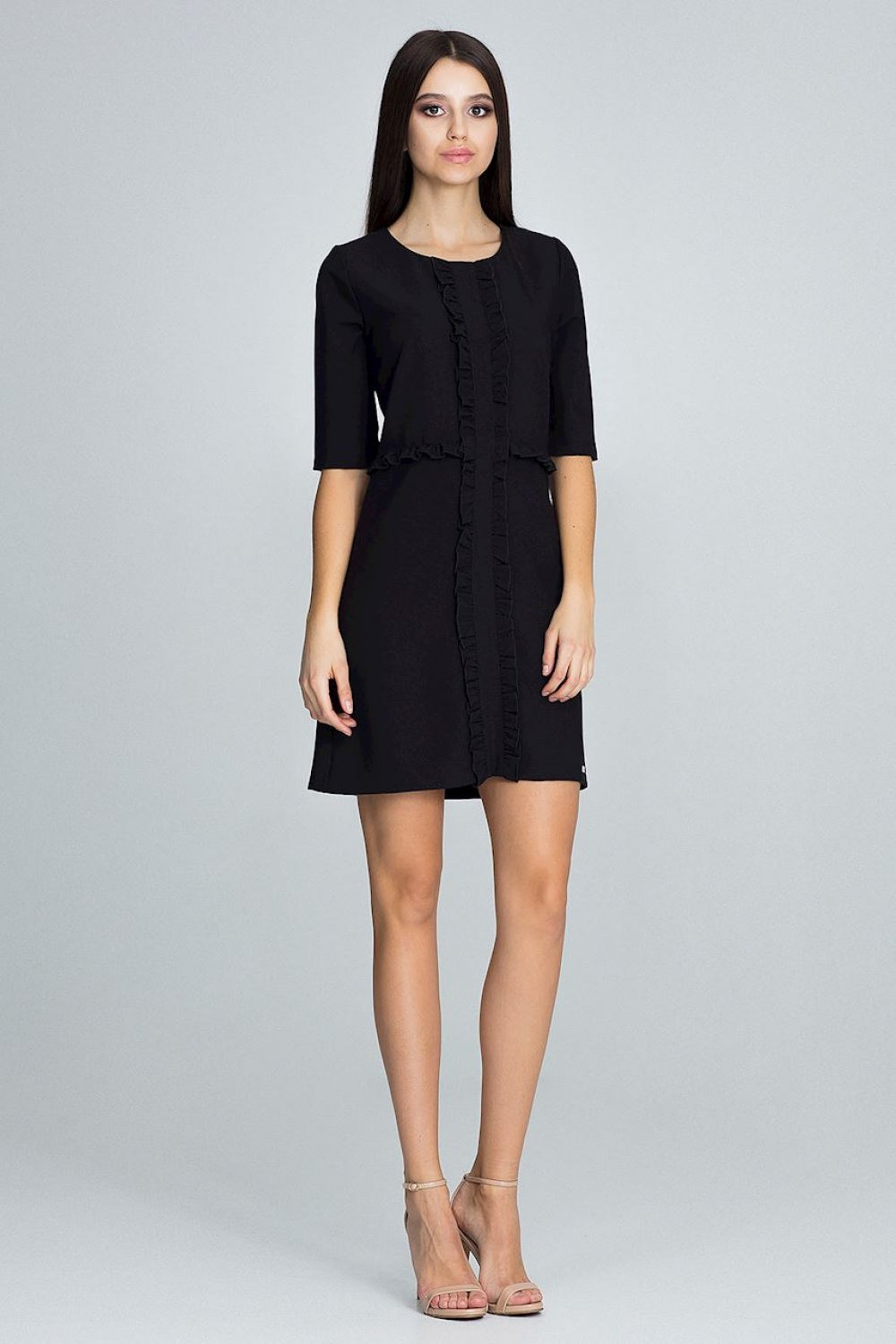 Figl Black Cocktail Dress with Ruffles