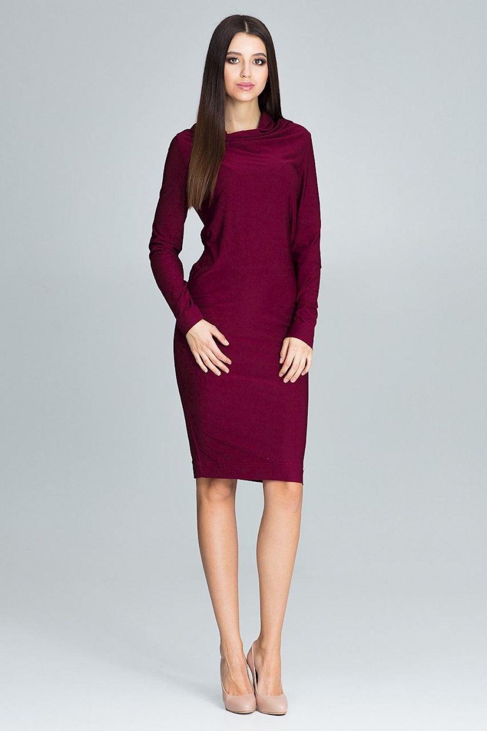 Figl Burgundy Bodycon Long Sleeve Dress