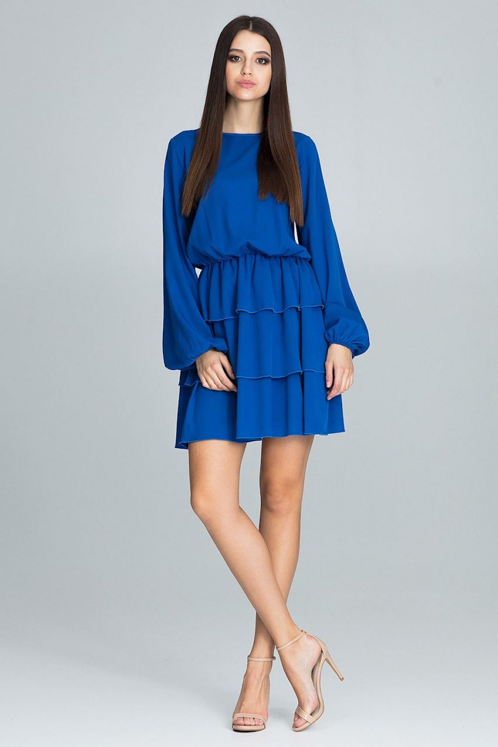 Figl Blue Dress with Ruffles