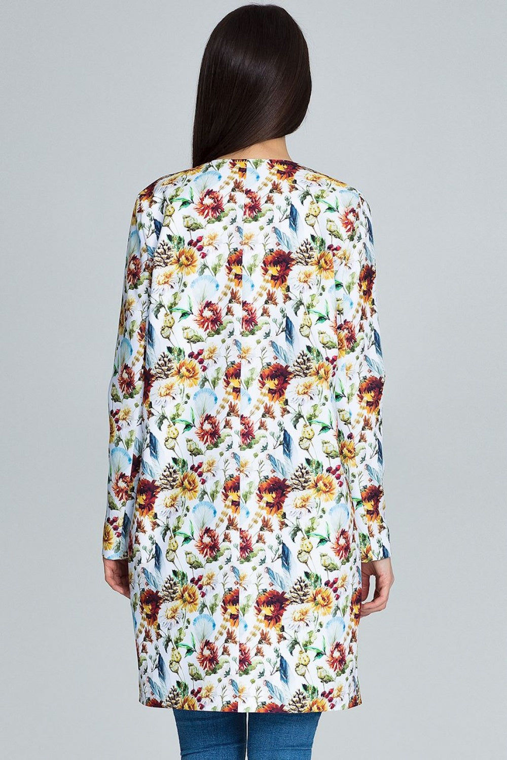 Figl Patterned Floral Zip Up Jacket with Pockets - view 3
