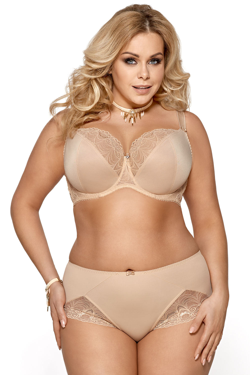 Gorsenia Lingerie Beige Polyamide Lace Underwired Soft Bra - view 2