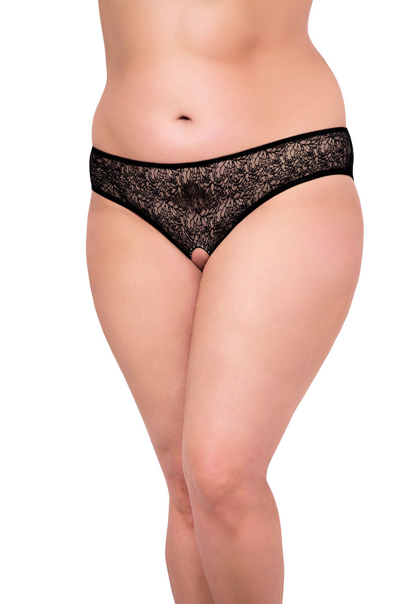 SoftLine Collection Black Cut Out Lace Floral Knickers