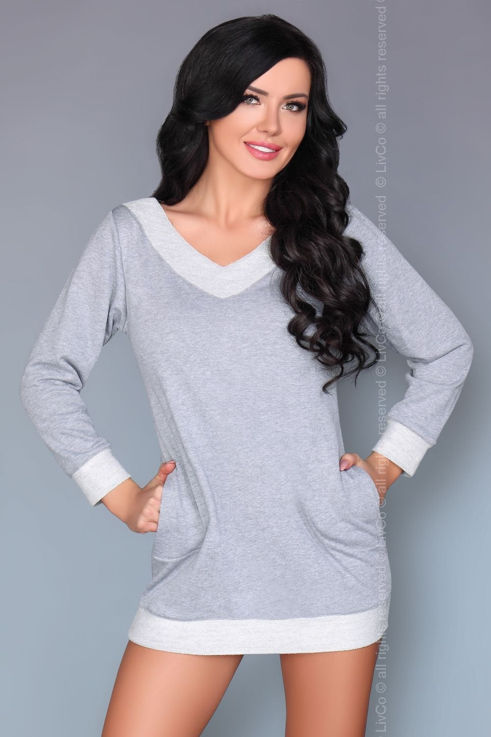 Livia Corsetti Fashion Grey Knitted Long Sleeve Nightdress