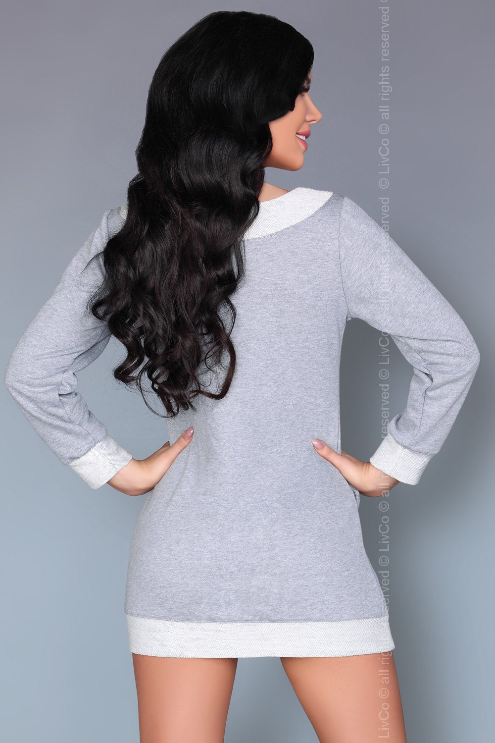 Livia Corsetti Fashion Grey Knitted Long Sleeve Nightdress - view 3