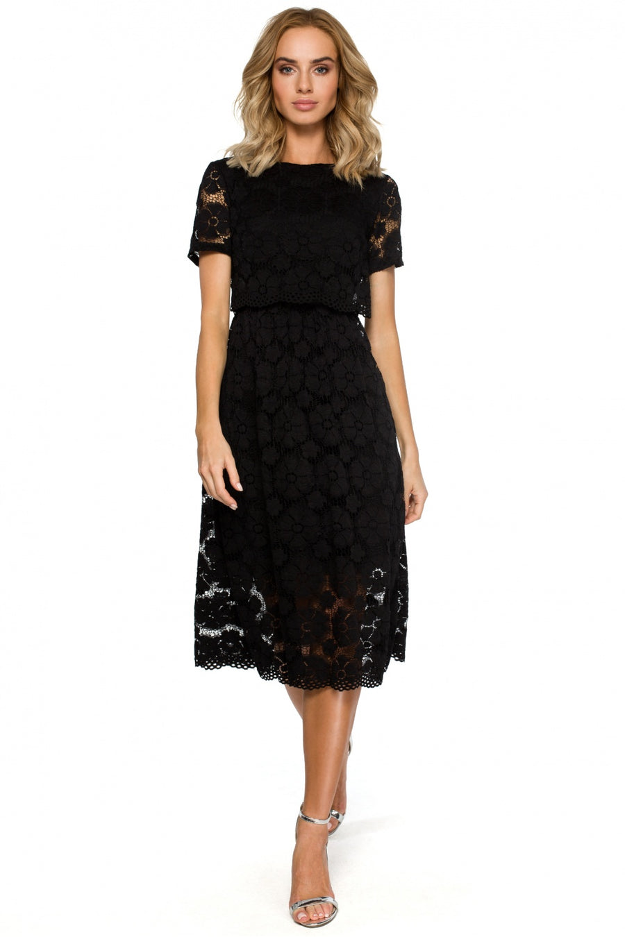Moe Black Mini Lace Evening Dress
