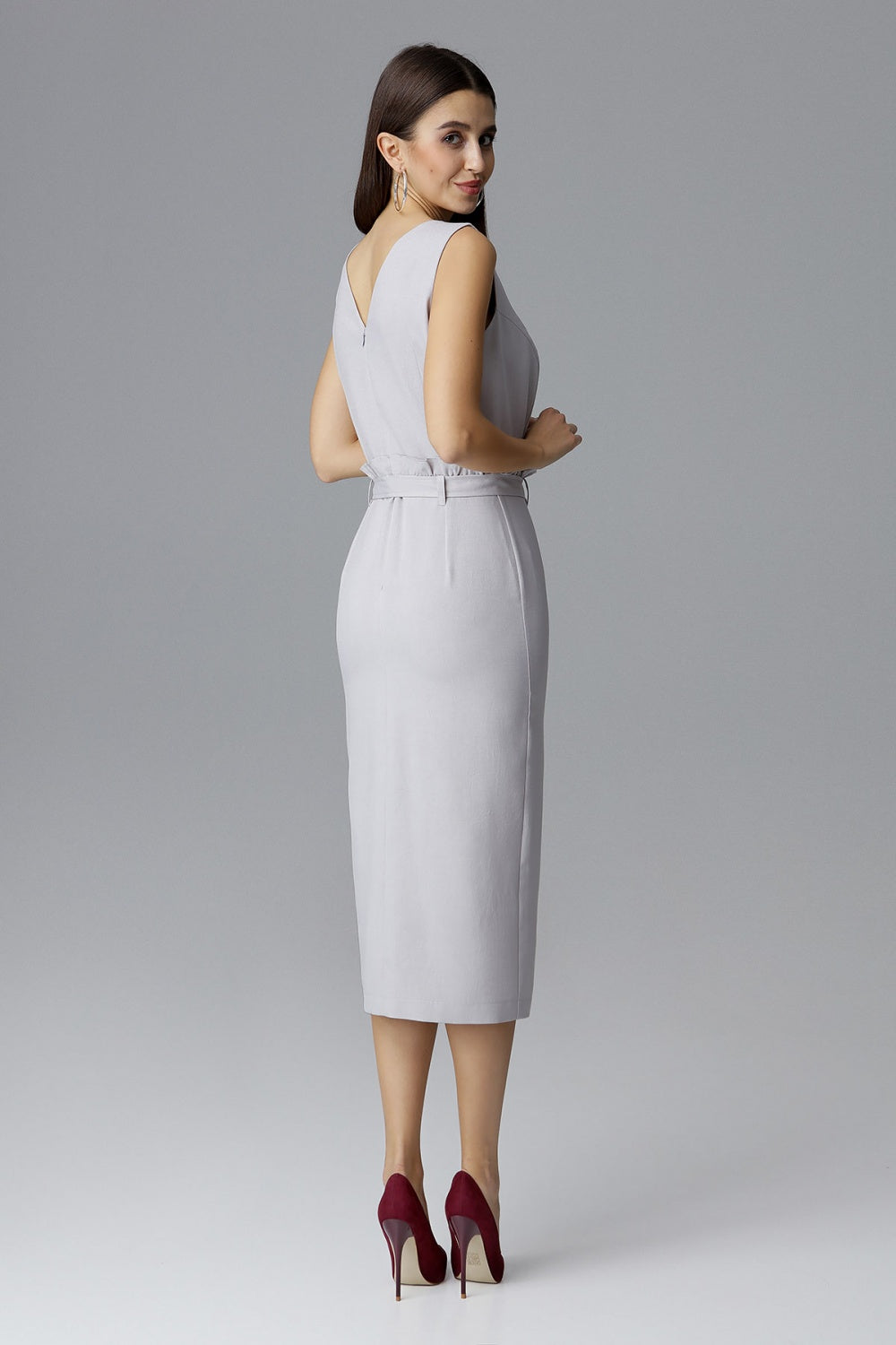 Figl Grey Polyester Bodycon Sleeveless Cocktail Dress - view 2