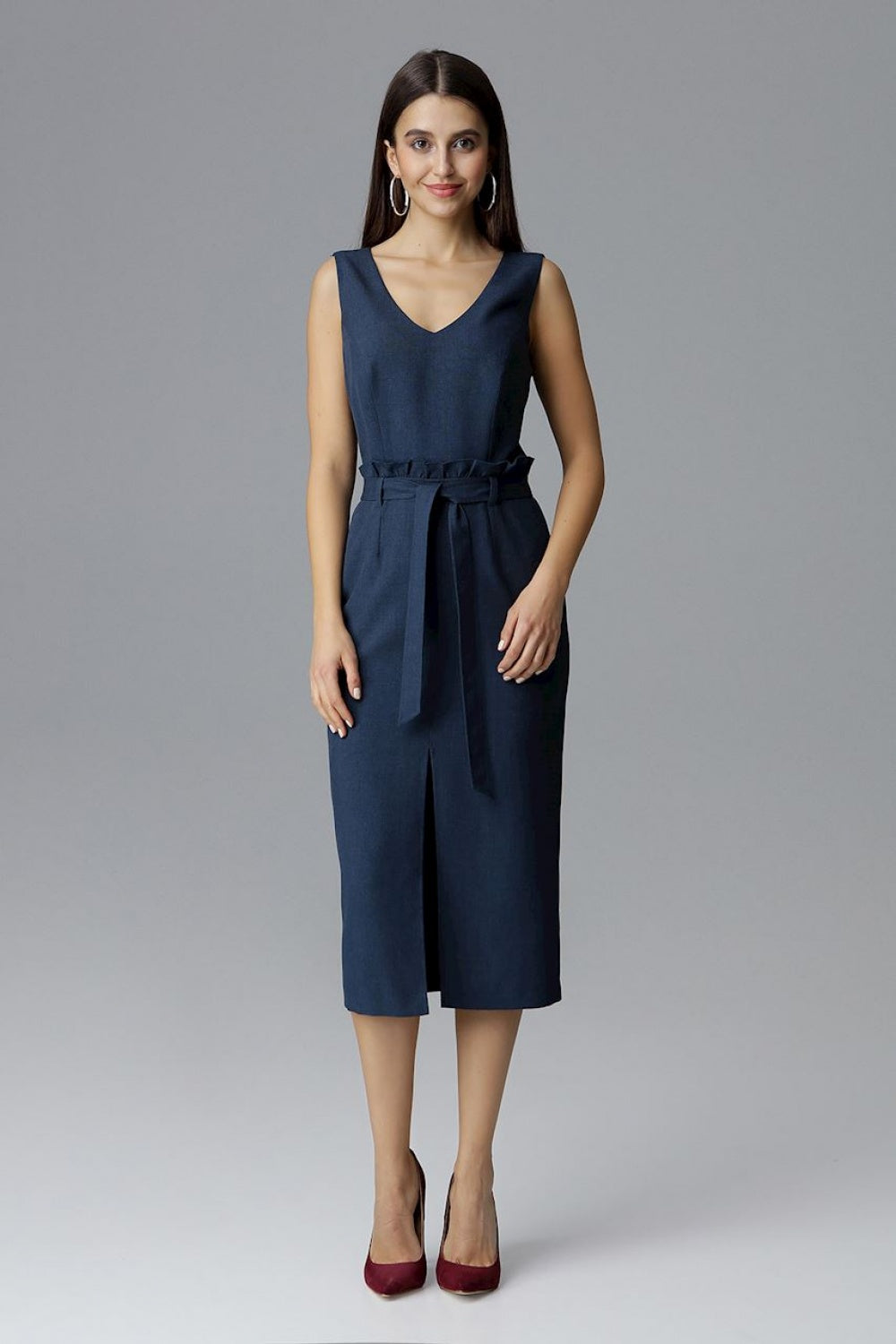 Figl Navy Polyester Bodycon Sleeveless Cocktail Dress