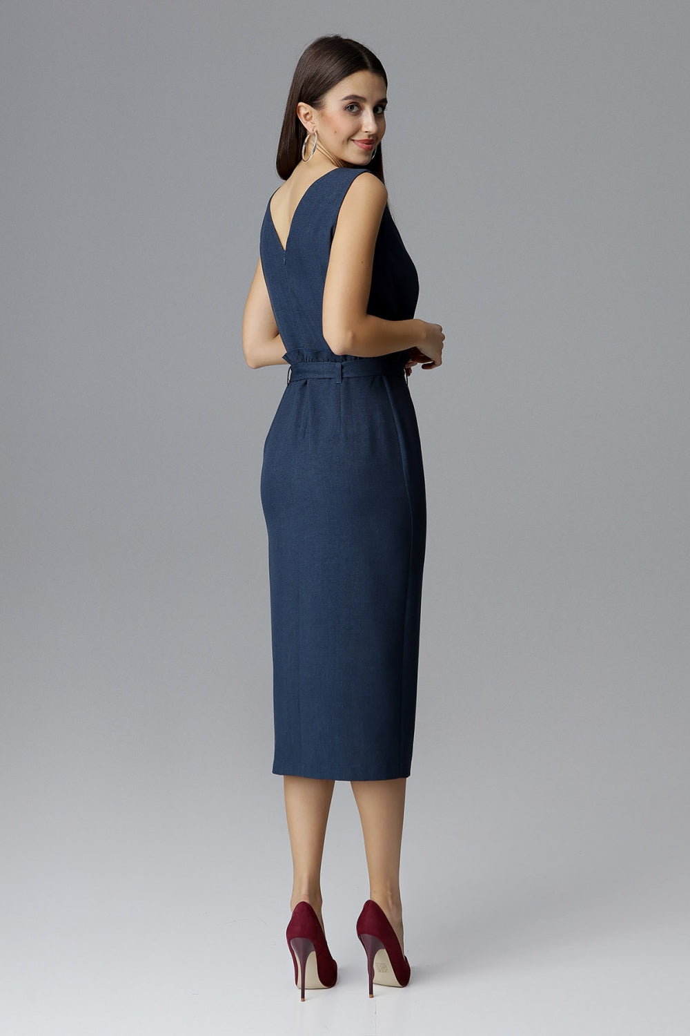 Figl Navy Polyester Bodycon Sleeveless Cocktail Dress - view 3