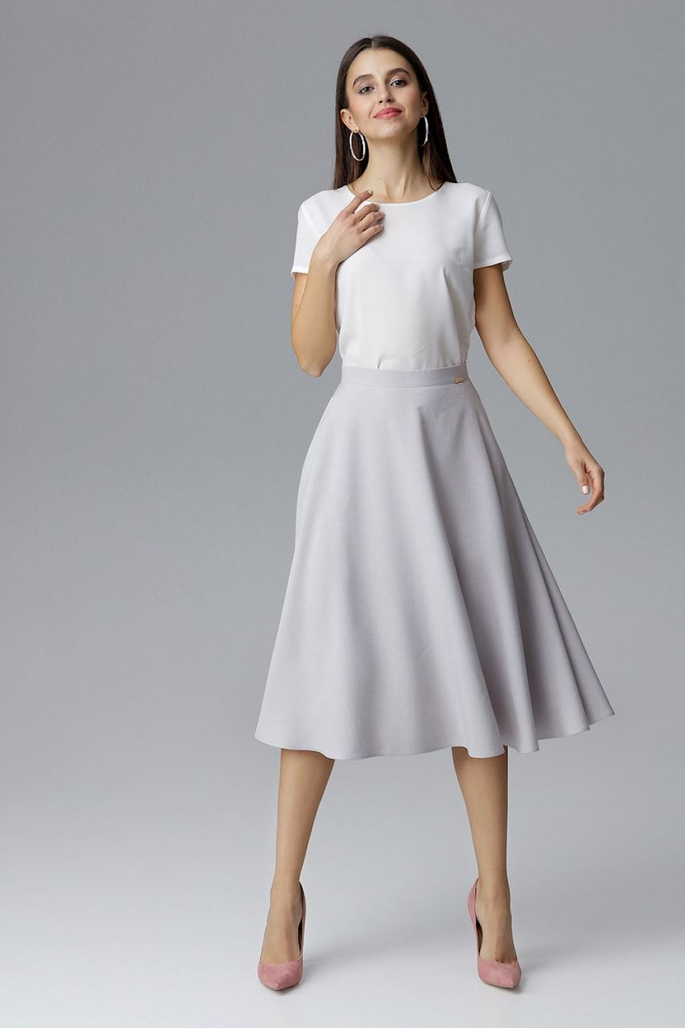 Figl Grey Flared Skirt - view 2