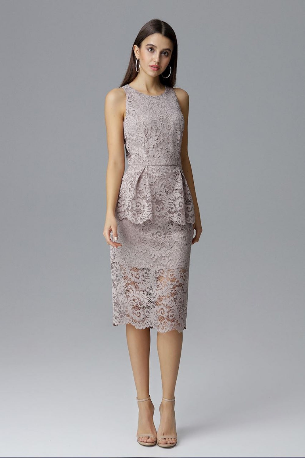 Figl Beige Lace Bodycon Sleeveless Evening Dress - view 2