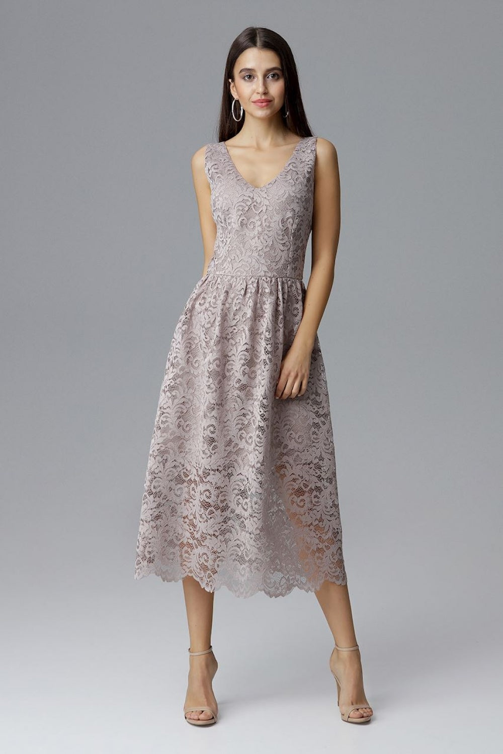 Figl Beige Lace Bodycon Evening Dress