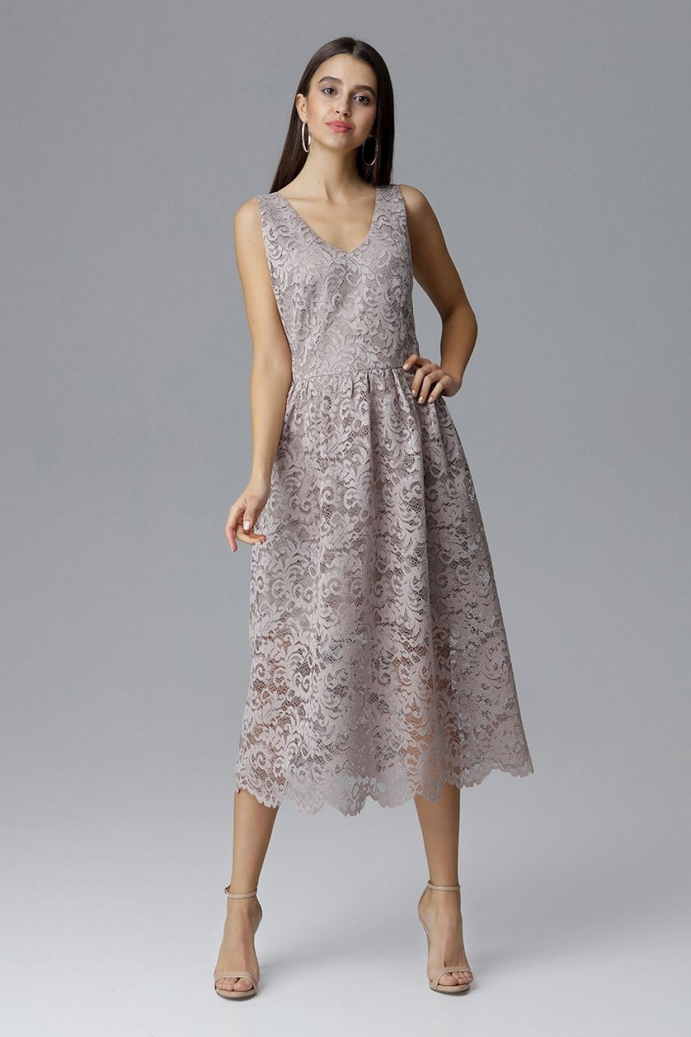 Figl Beige Lace Bodycon Evening Dress - view 2