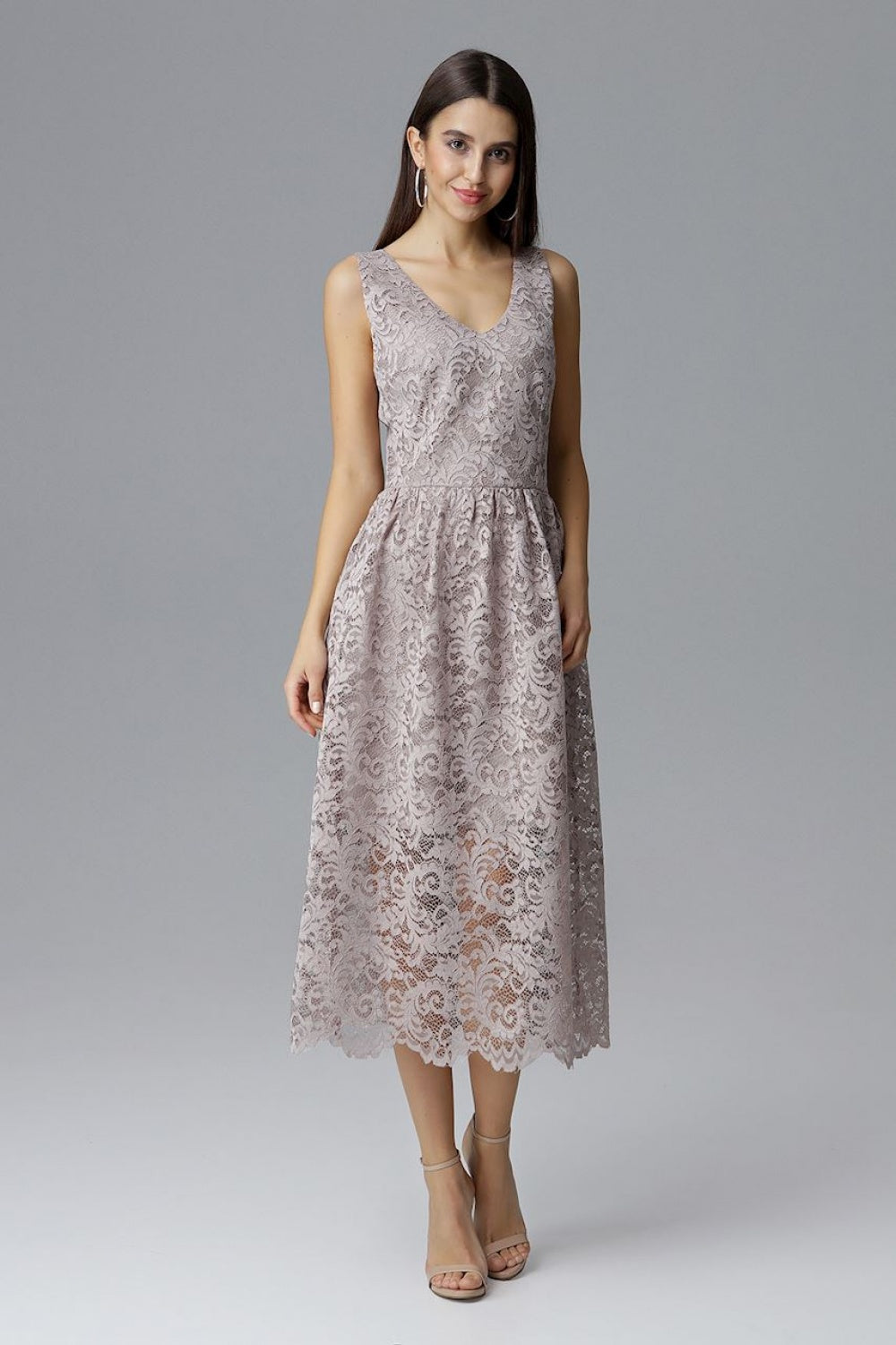 Figl Beige Lace Bodycon Evening Dress - view 4