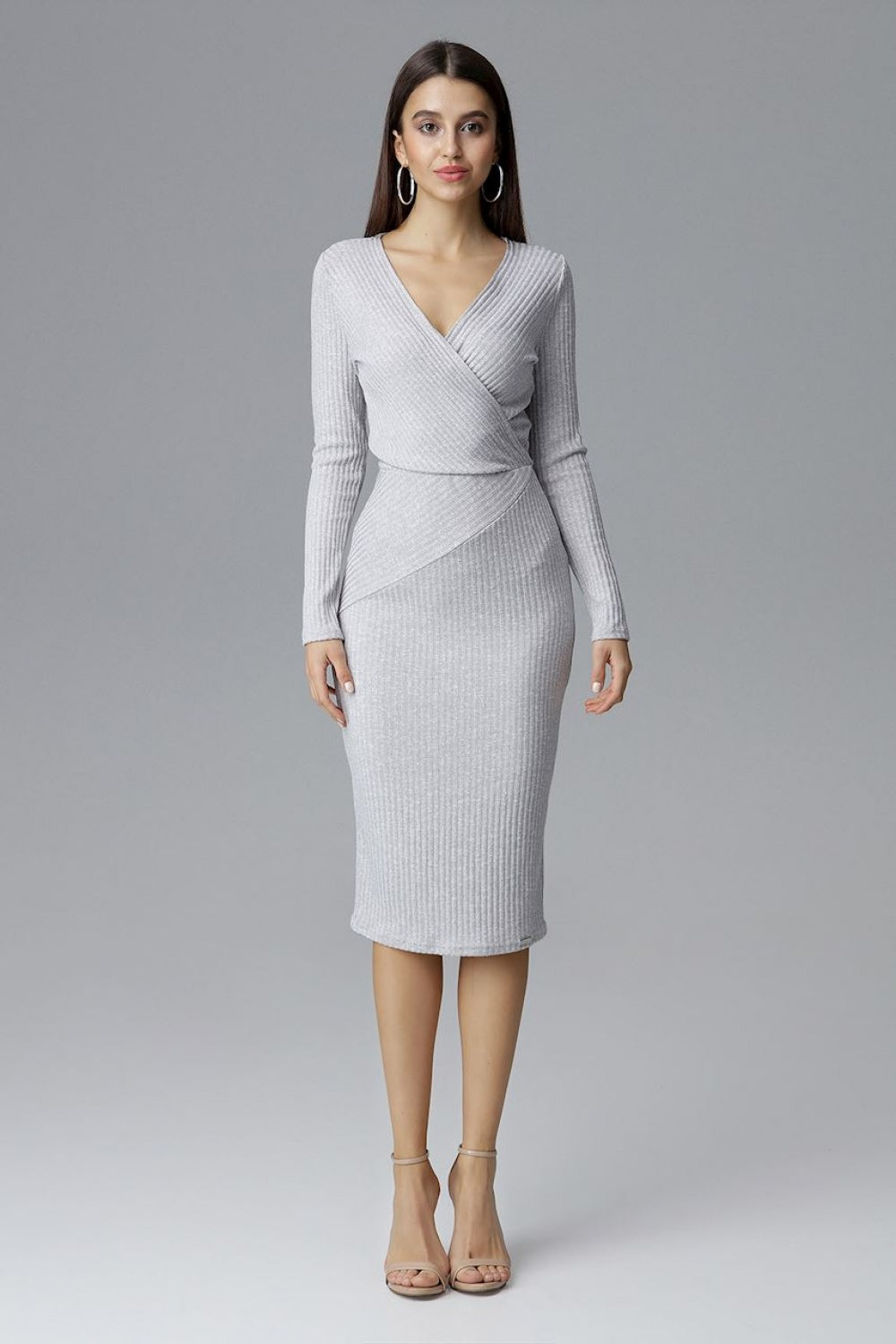 Figl Grey Bodycon Long Sleeve Cocktail Dress