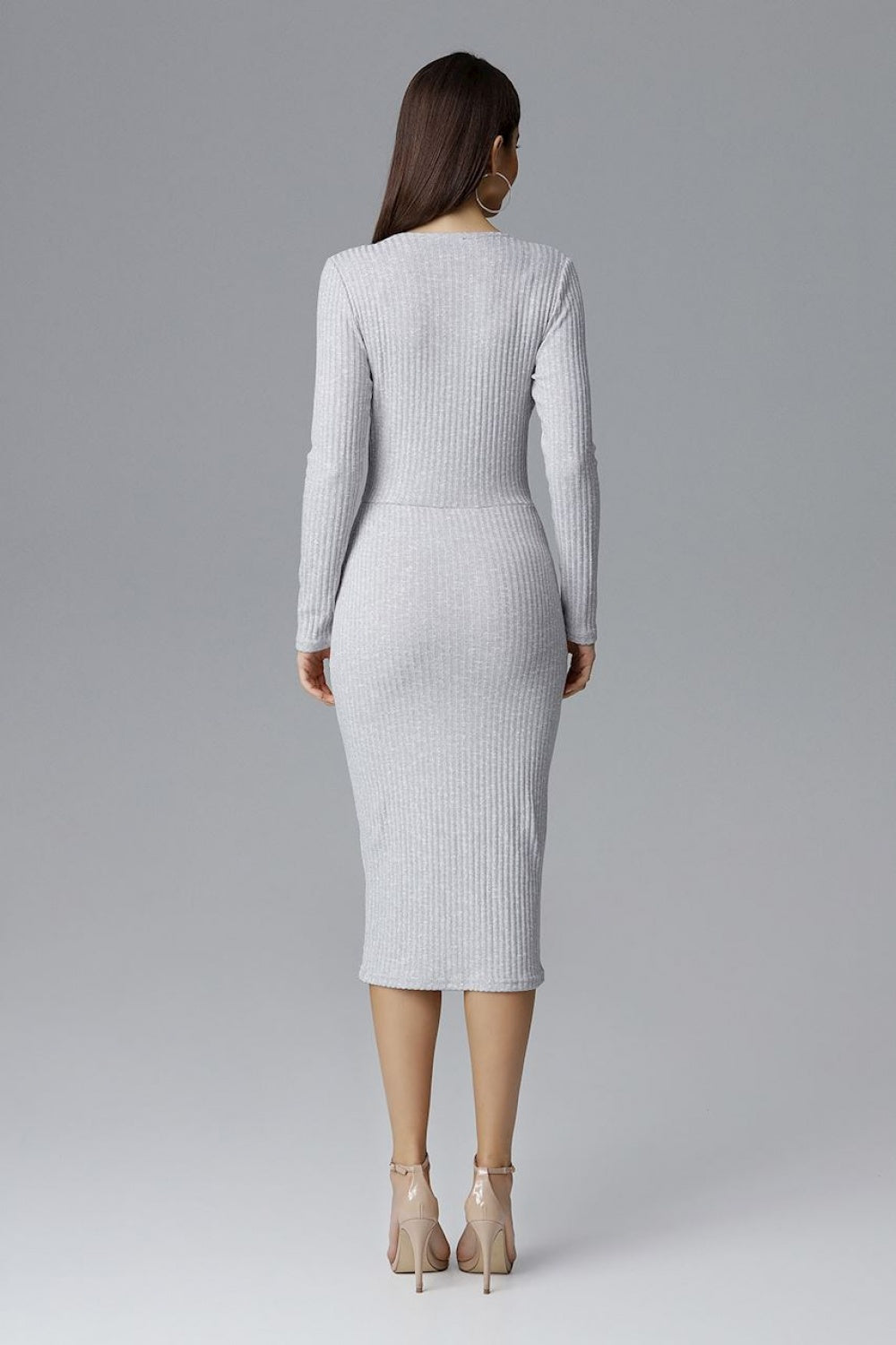 Figl Grey Bodycon Long Sleeve Cocktail Dress - view 3