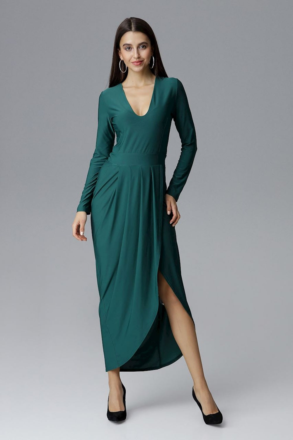 Figl Green Long Sleeve Maxi Dress
