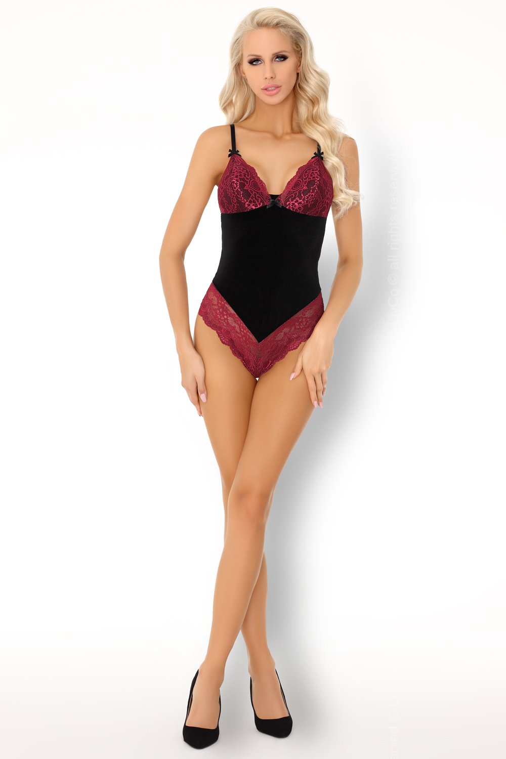 Livia Corsetti Fashion Caris Black Lace Floral Bodysuit - view 2