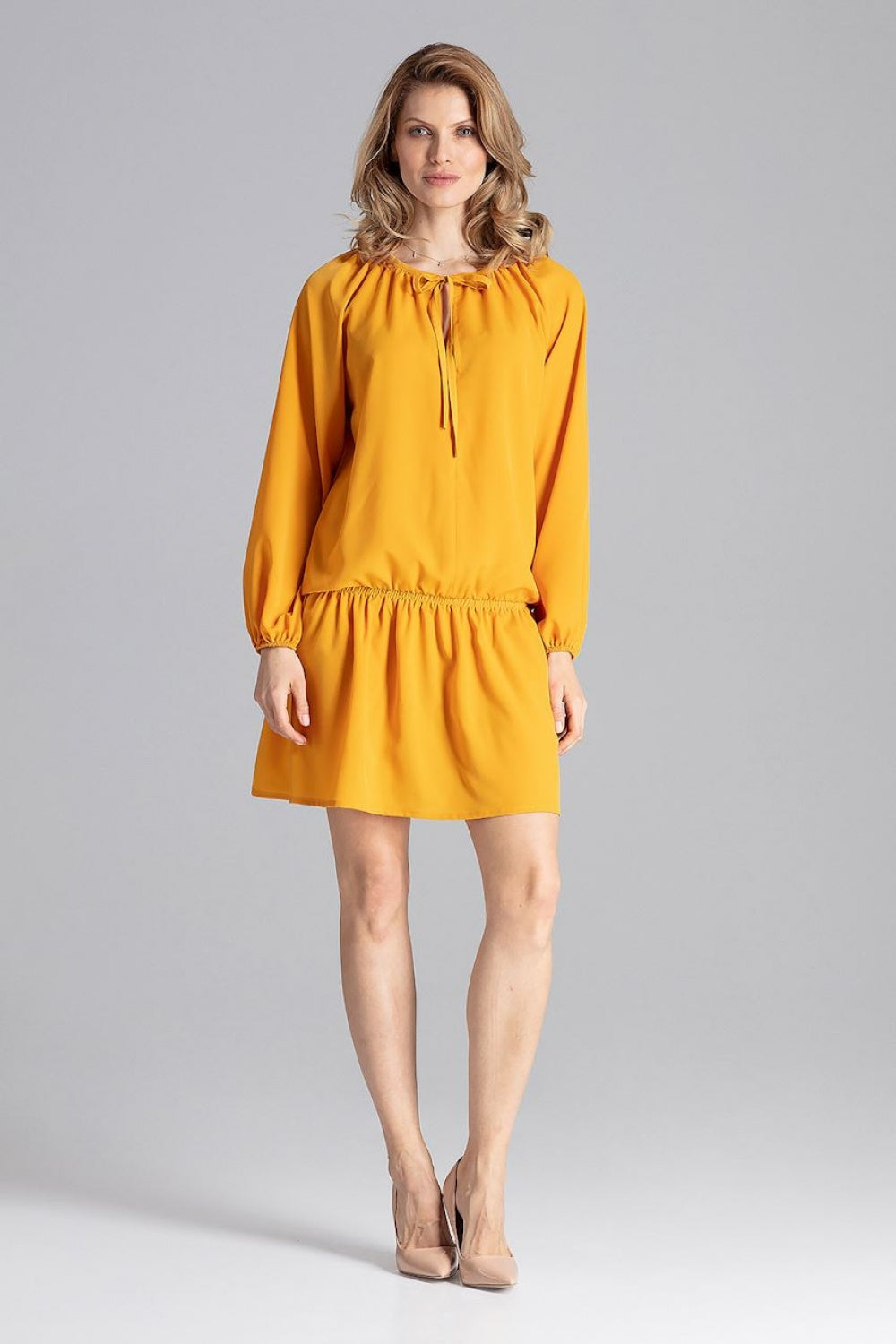 Figl Mustard Long Sleeve Dress