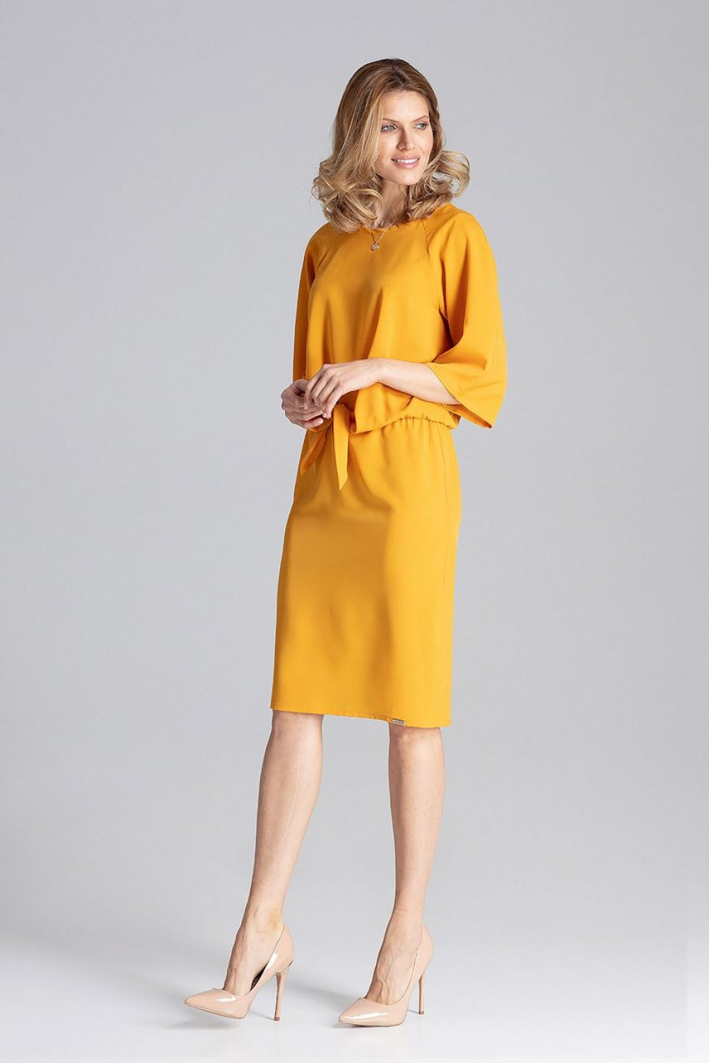 Figl Mustard Round Neck Dress - view 2