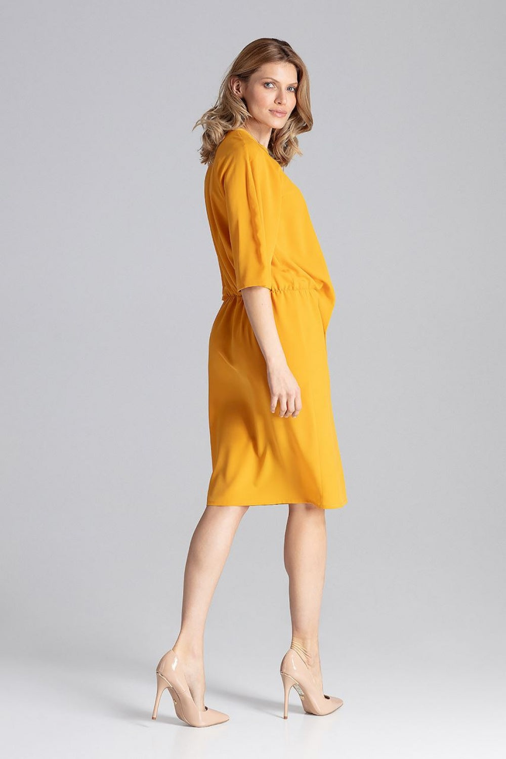 Figl Mustard Round Neck Dress - view 3