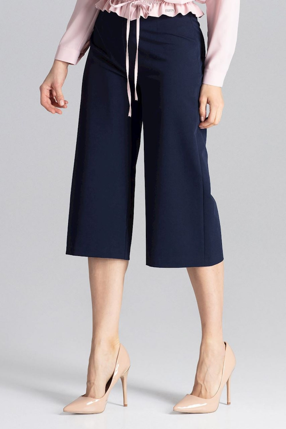 Figl Navy Polyester Trousers