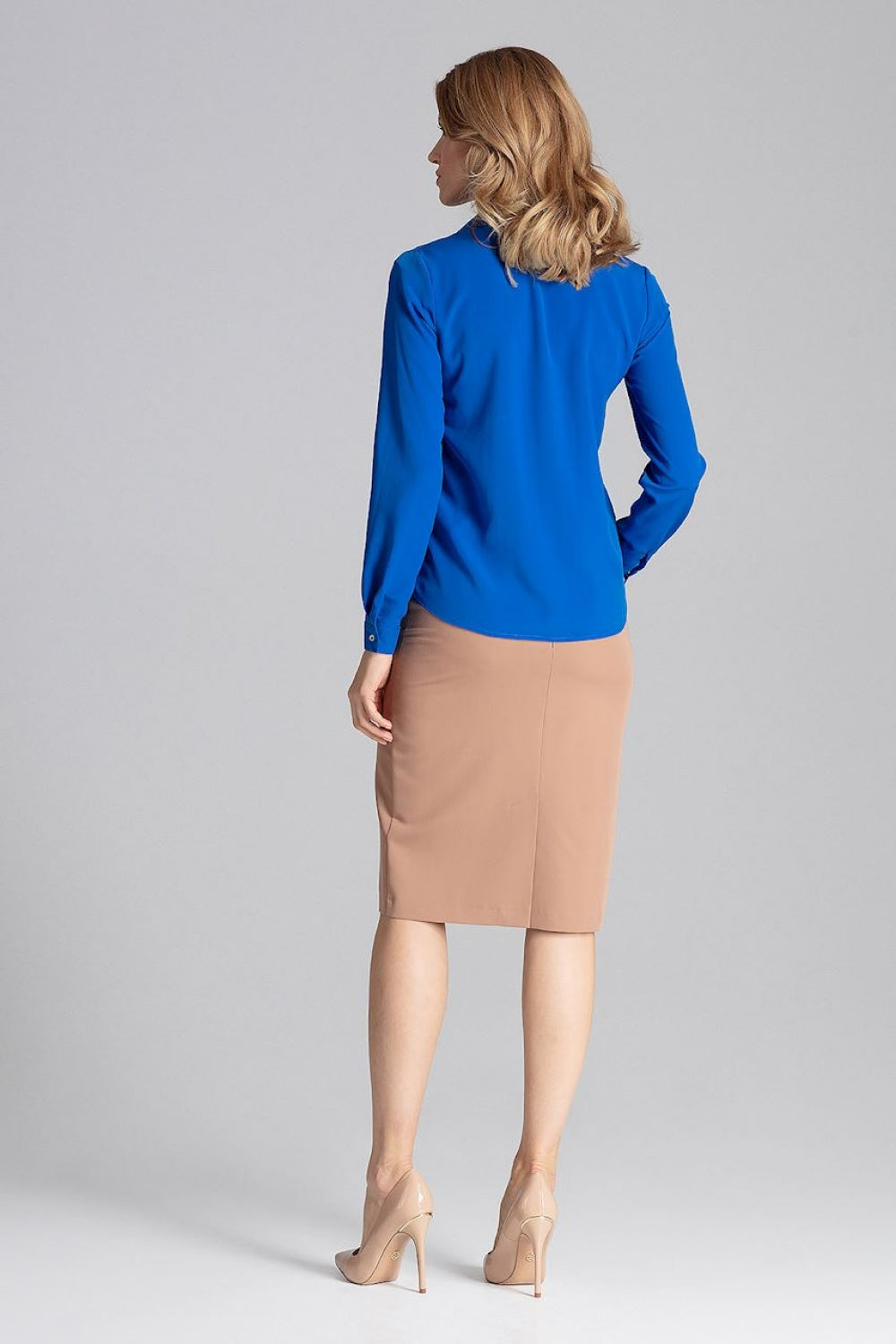 Figl Sapphire Blue Pleated Long Sleeve Blouse - view 3