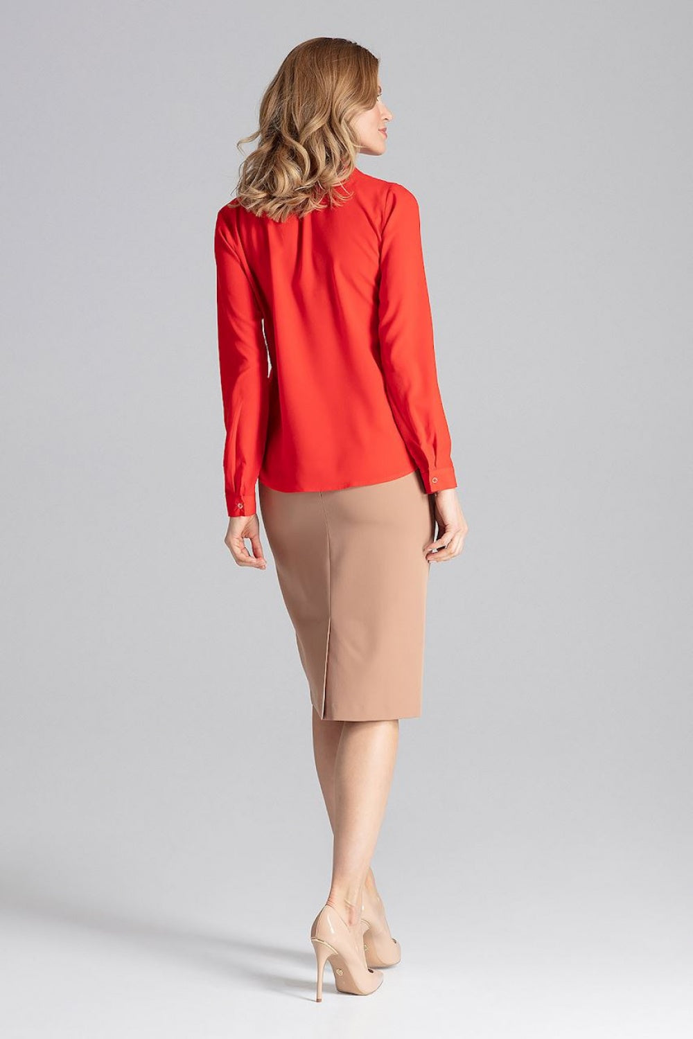 Figl Red Pleated Long Sleeve Blouse - view 3