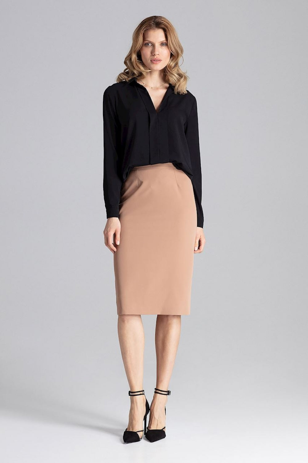 Figl Black Pleated Long Sleeve Blouse
