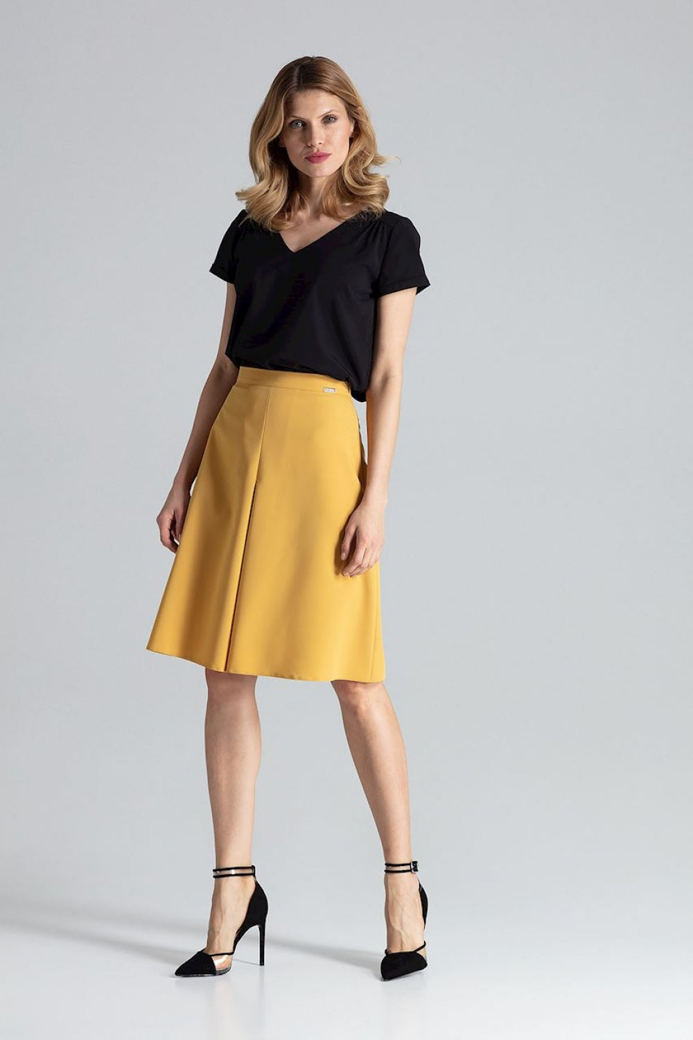 Figl Mustard A-Line Midi Skirt - view 2
