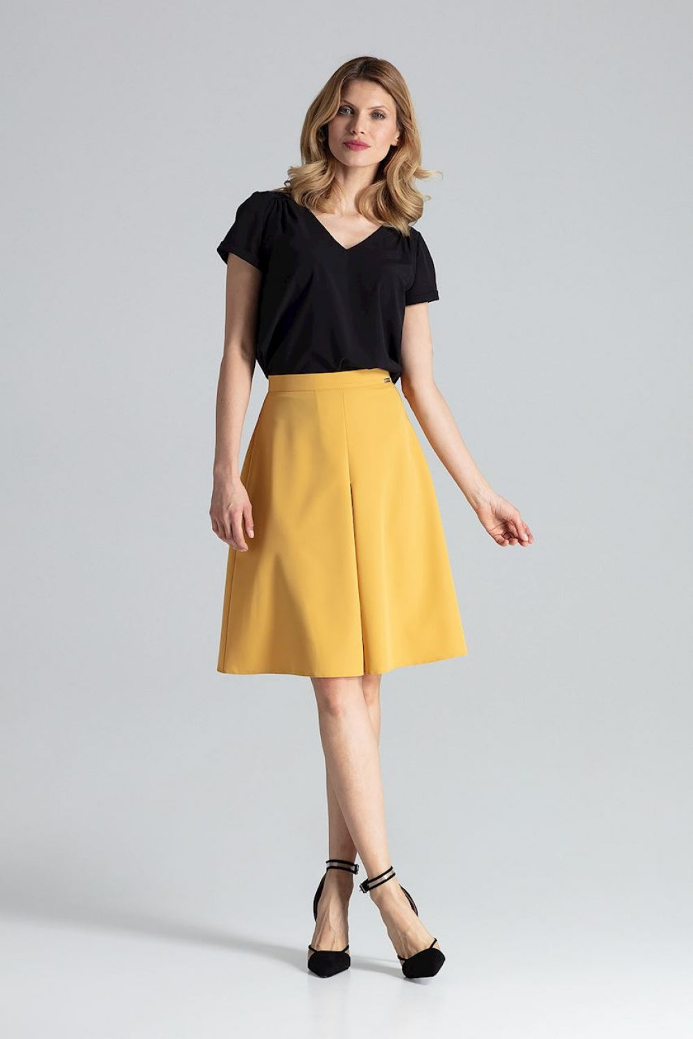Figl Mustard A-Line Midi Skirt - view 4