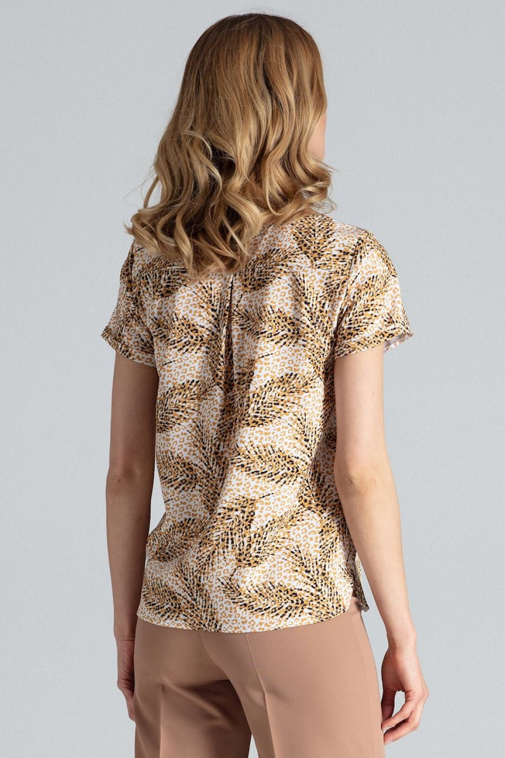 Figl Patterned Polyester Pleated Blouse - view 3
