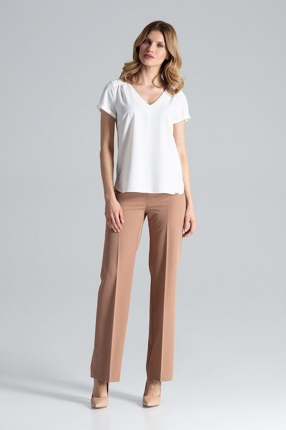 Figl Ecru Polyester Pleated Blouse - view 2