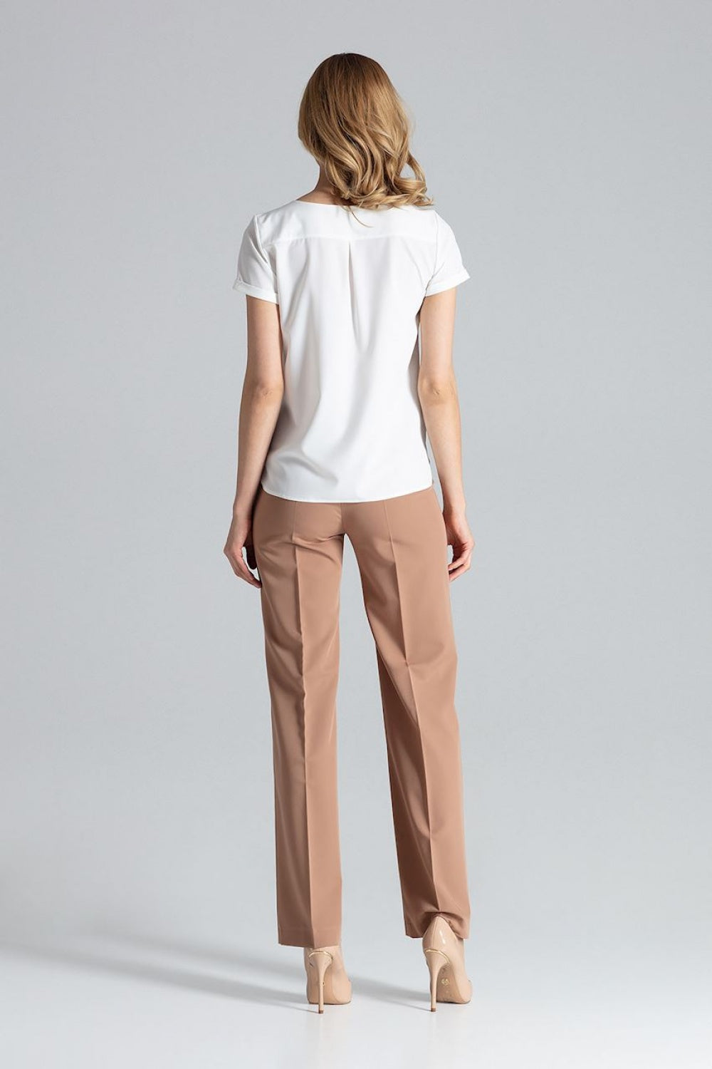 Figl Ecru Polyester Pleated Blouse - view 4