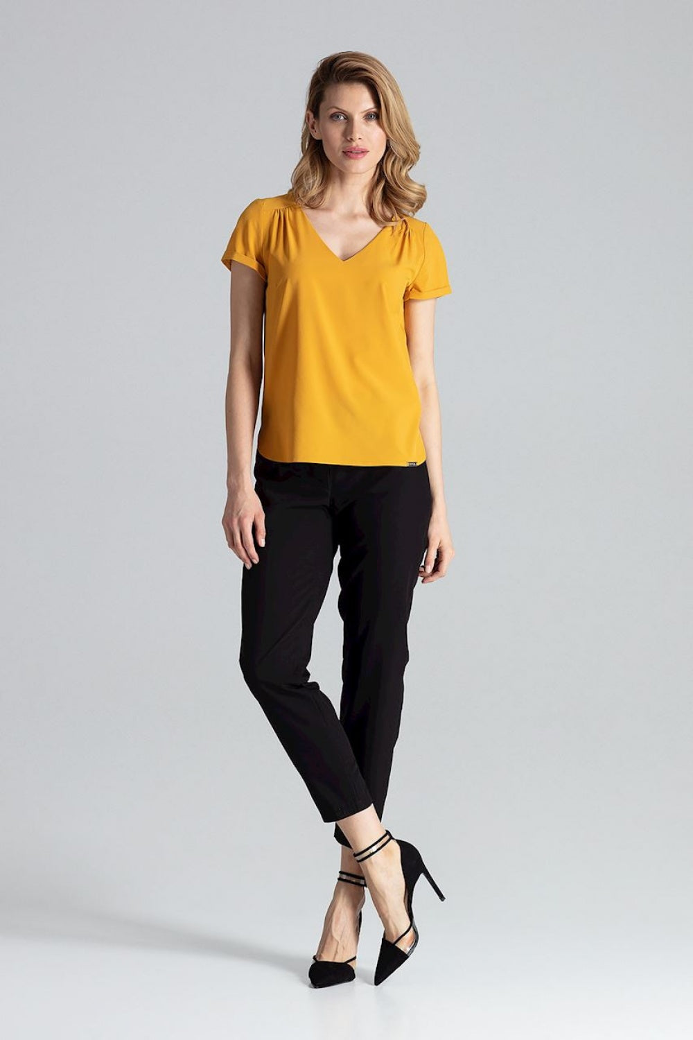 Figl Mustard Pleated Blouse - view 2