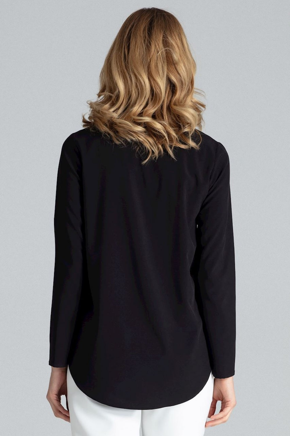 Figl Black Stand Collar Long Sleeve Blouse - view 3