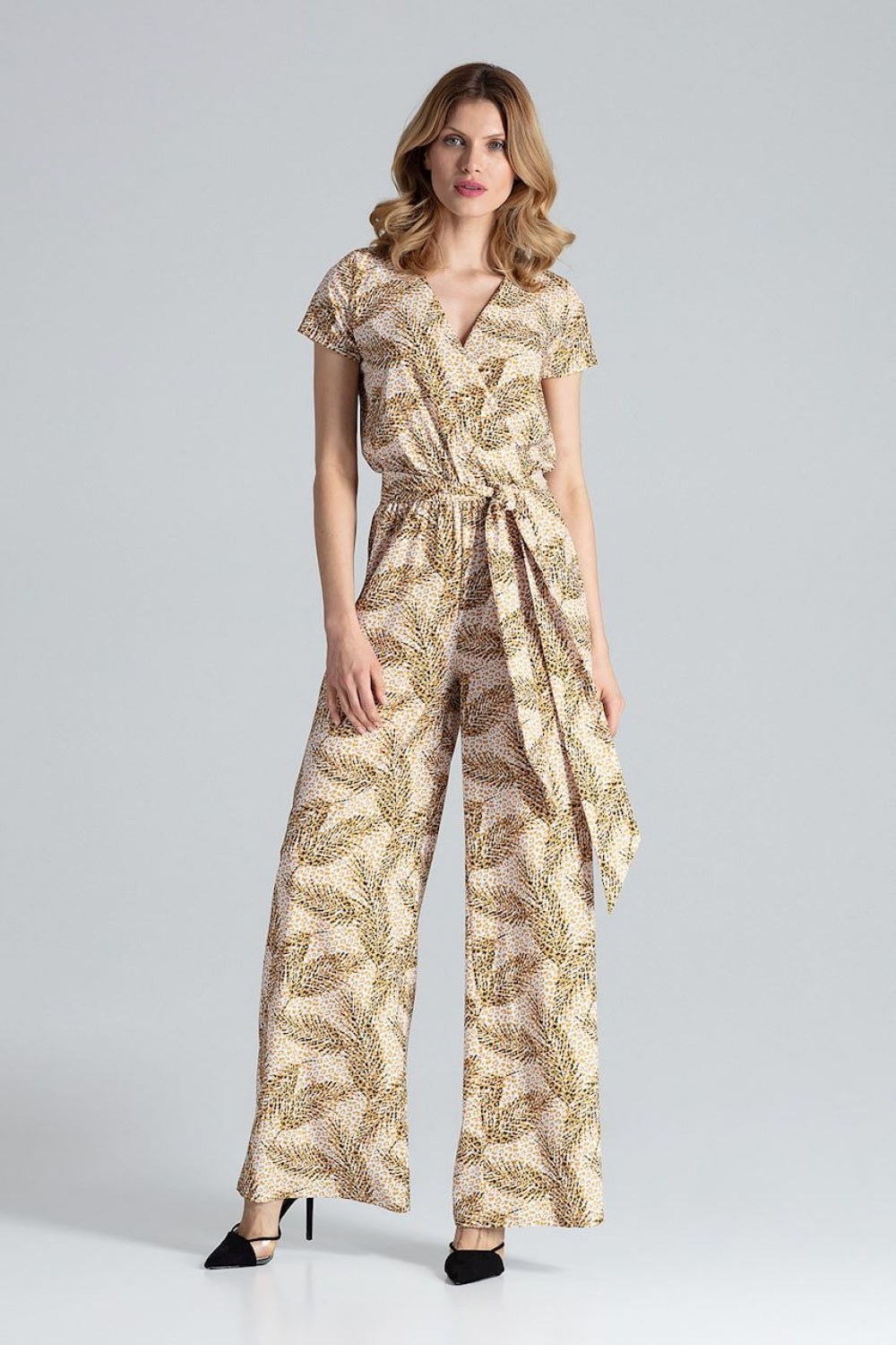 Figl Patterned Short Sleeve Jumpsuit
