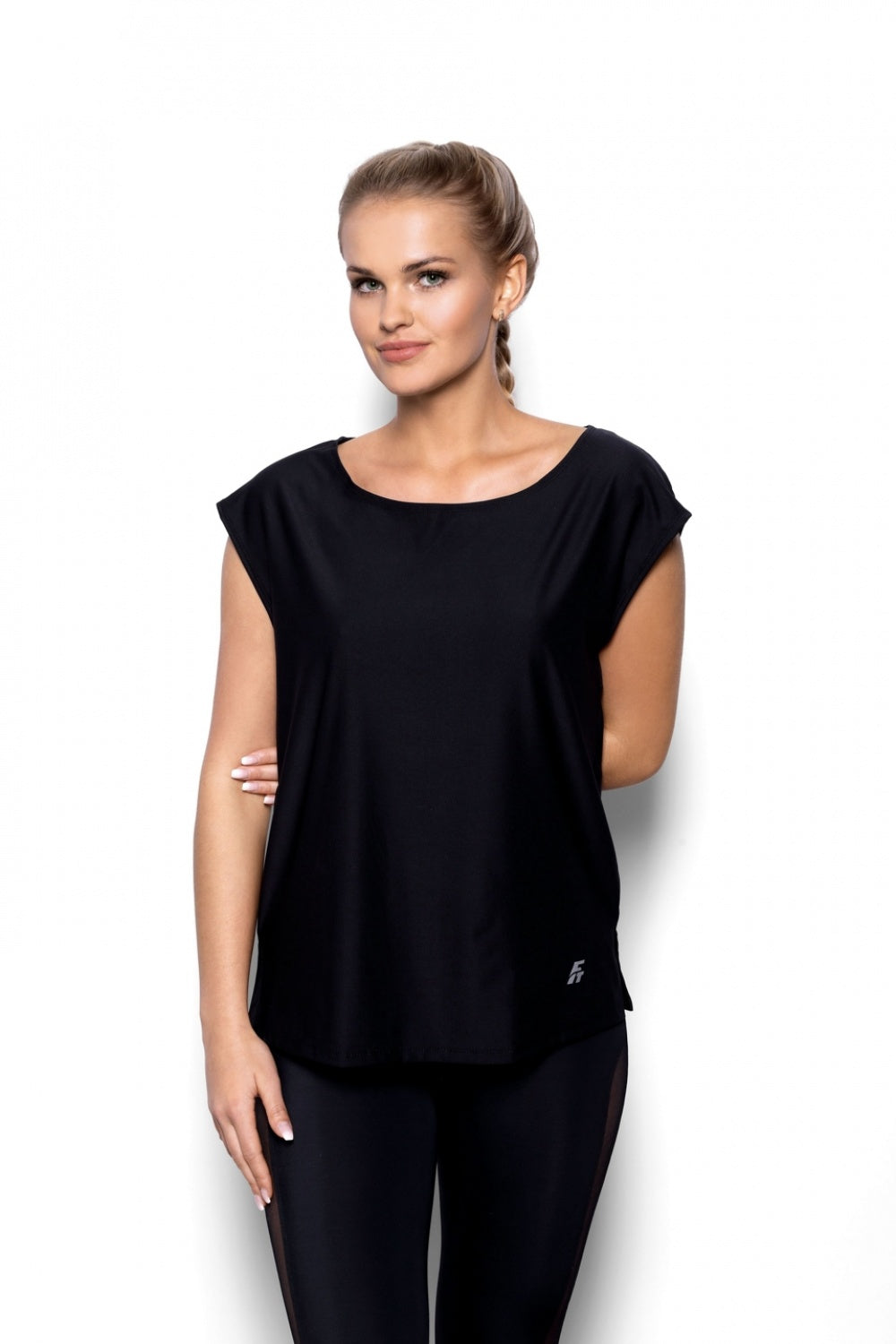 Eldar Fit Aida Black Mesh Short Sleeve Blouse