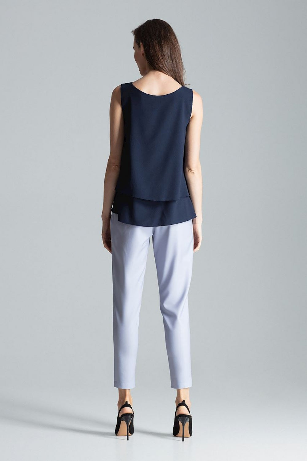 Figl Navy Flared Sleeveless Blouse - view 3