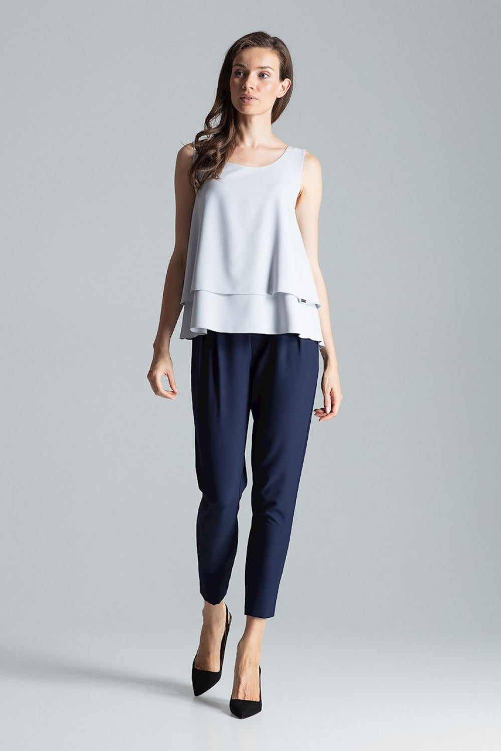 Figl Grey Flared Sleeveless Blouse - view 2