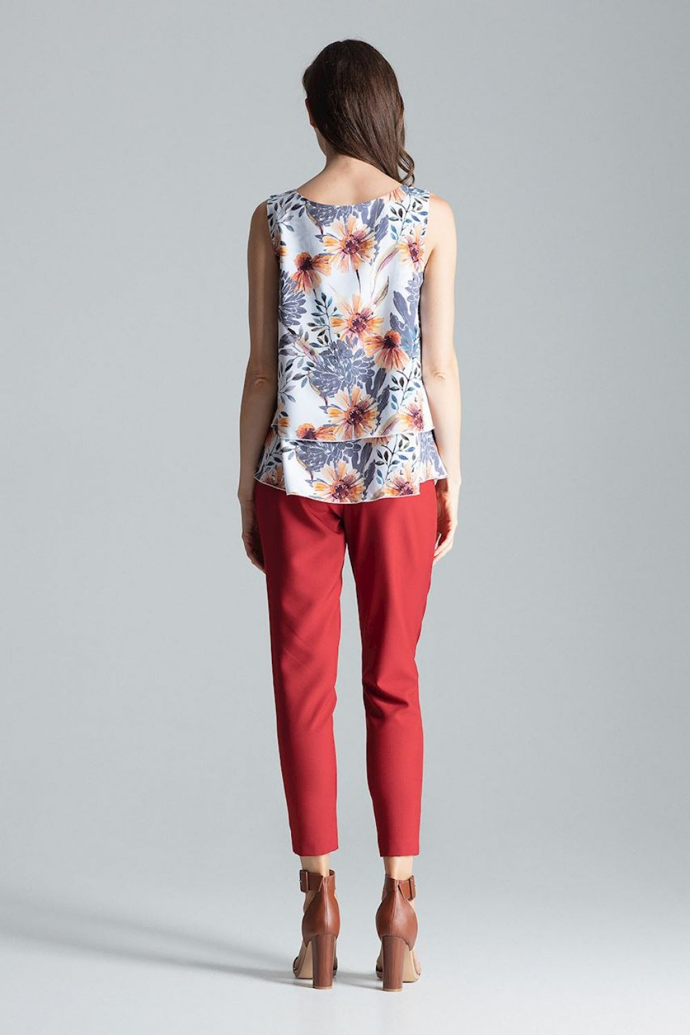 Figl Patterned Flared Sleeveless Blouse - view 3