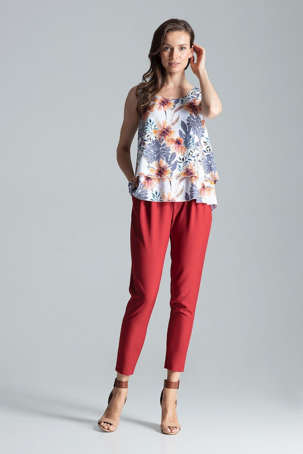 Figl Patterned Flared Sleeveless Blouse - view 4
