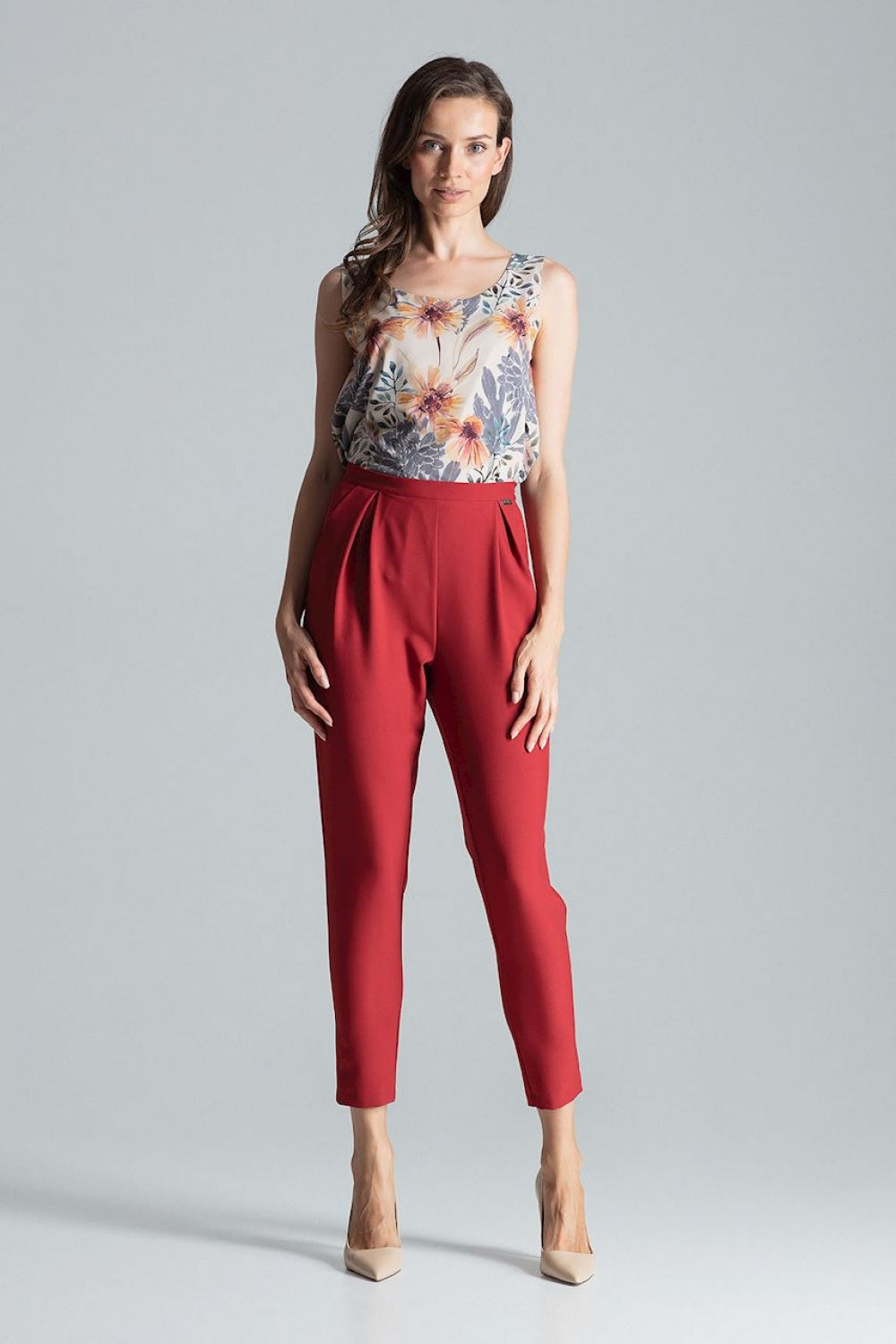 Figl Burgundy Pleated Trousers