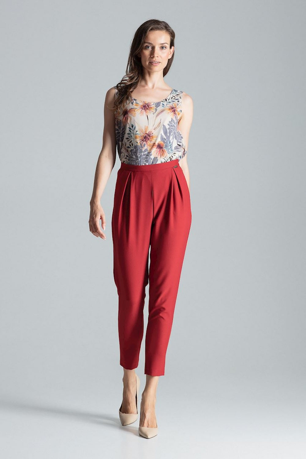 Figl Burgundy Pleated Trousers - view 2