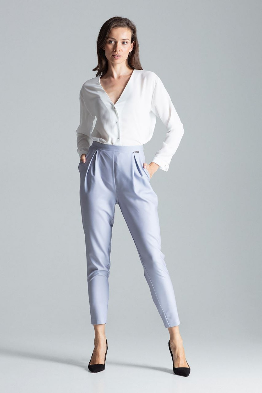 Figl Grey Pleated Trousers